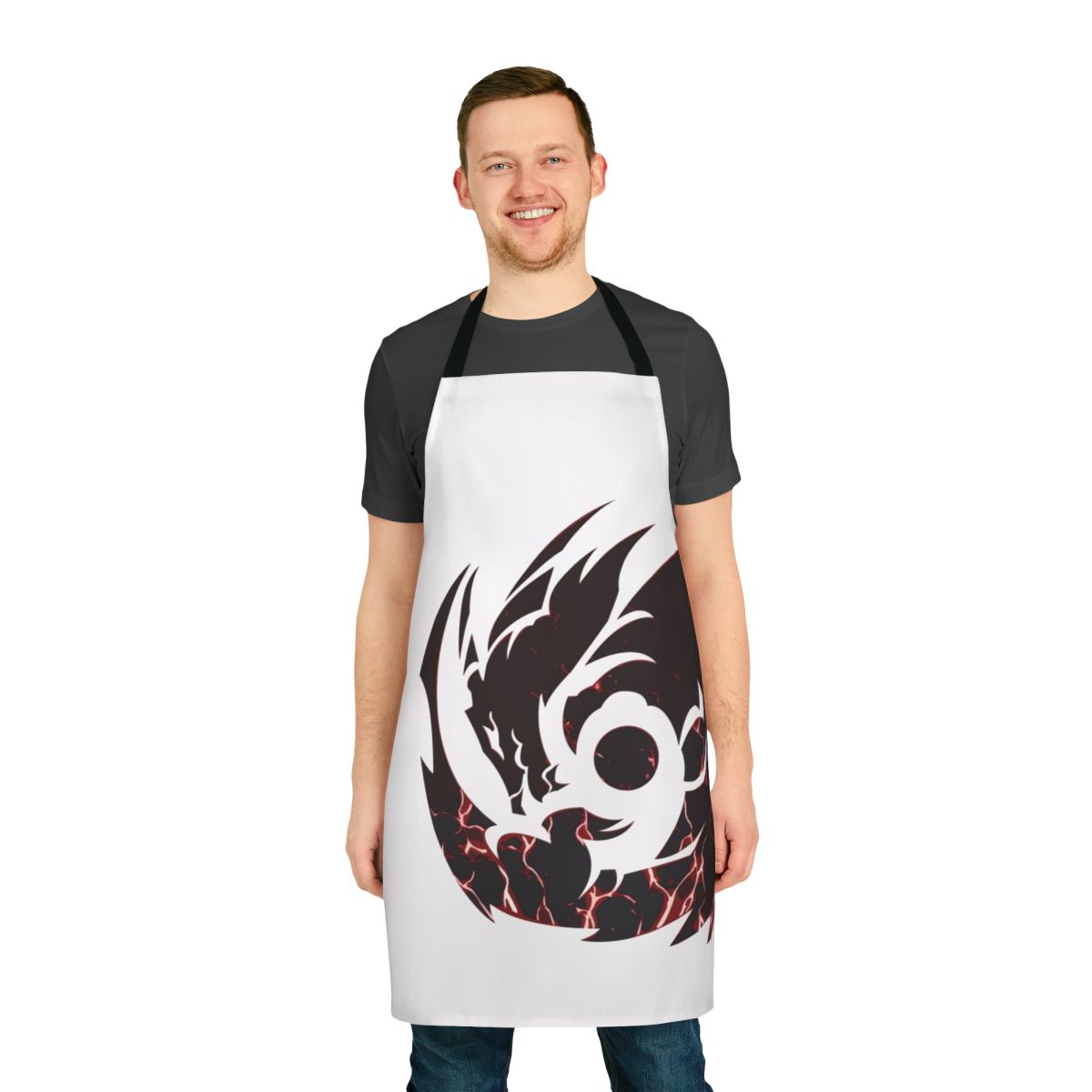 Black lightning dragon graphic printed on a high-quality apron
