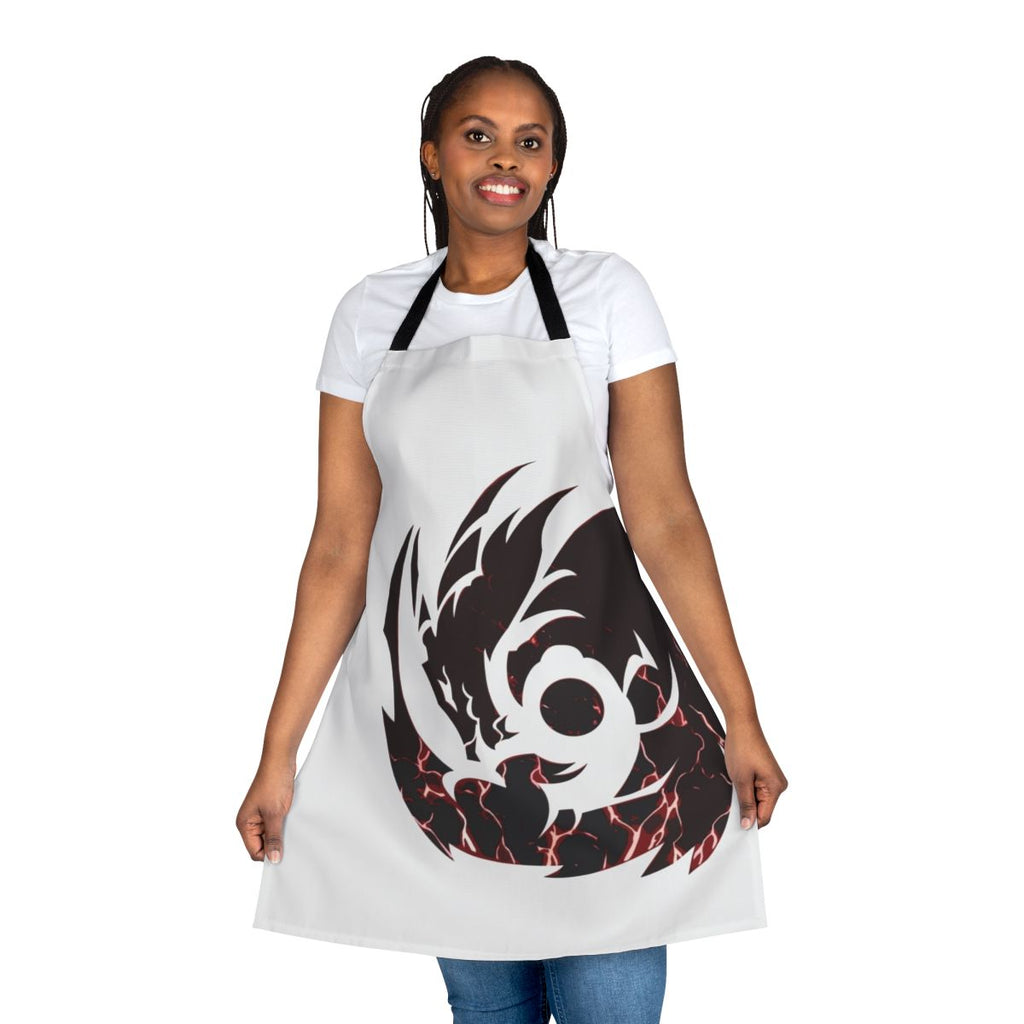 Black lightning dragon graphic printed on a high-quality apron