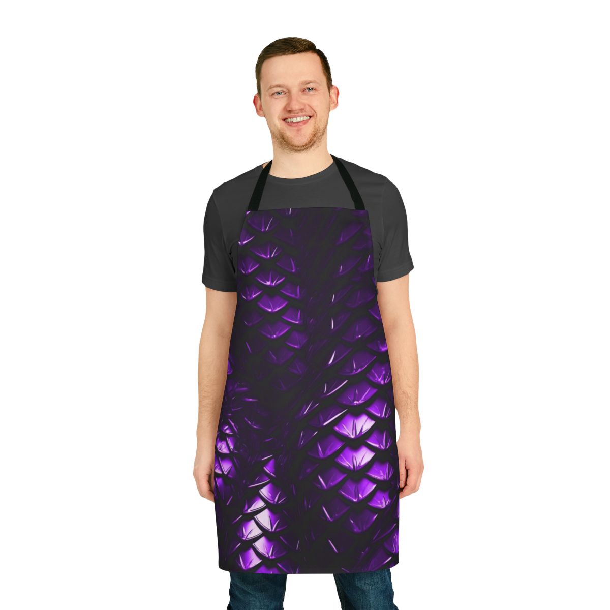 A purple dragon scales pattern apron for fantasy and android enthusiasts