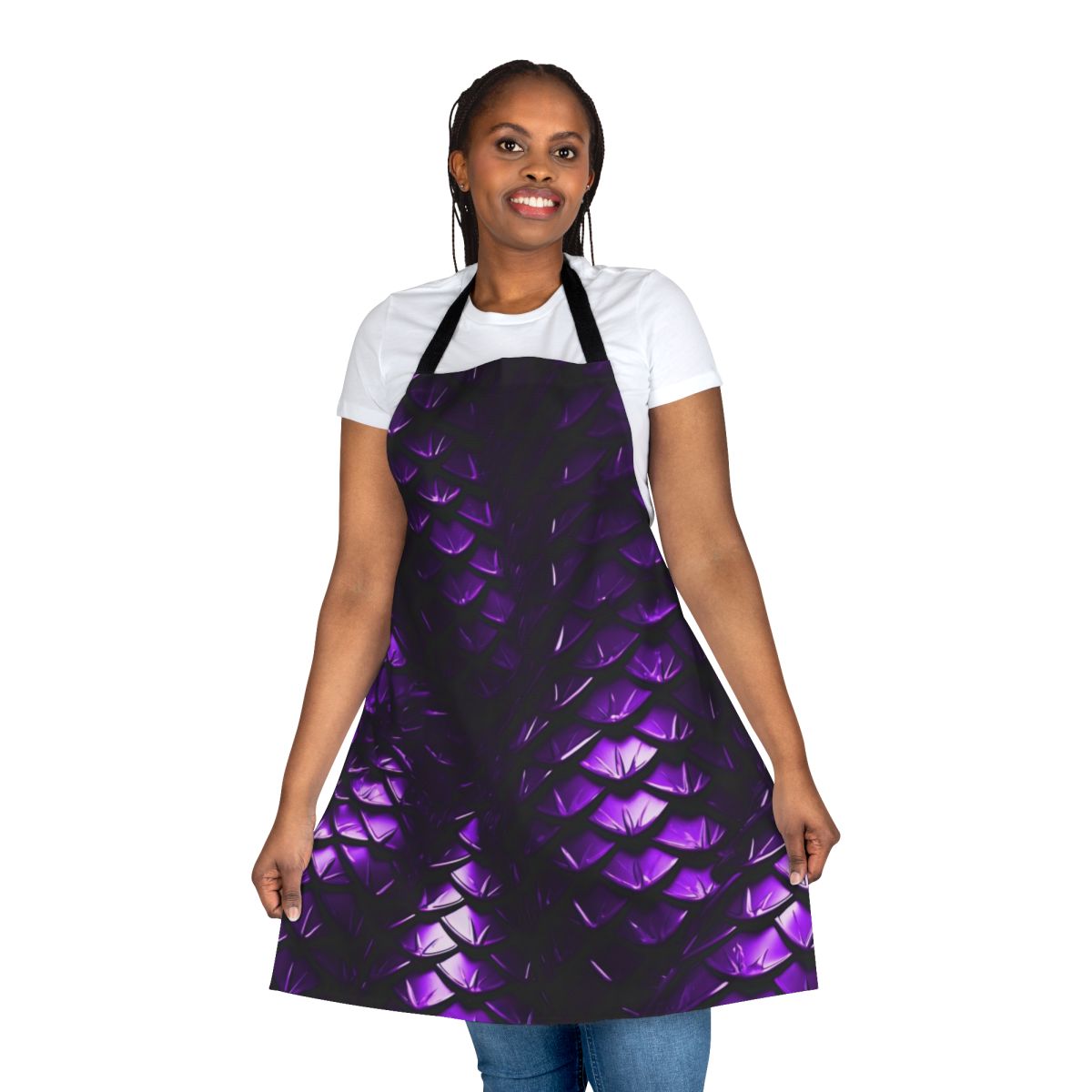 A purple dragon scales pattern apron for fantasy and android enthusiasts