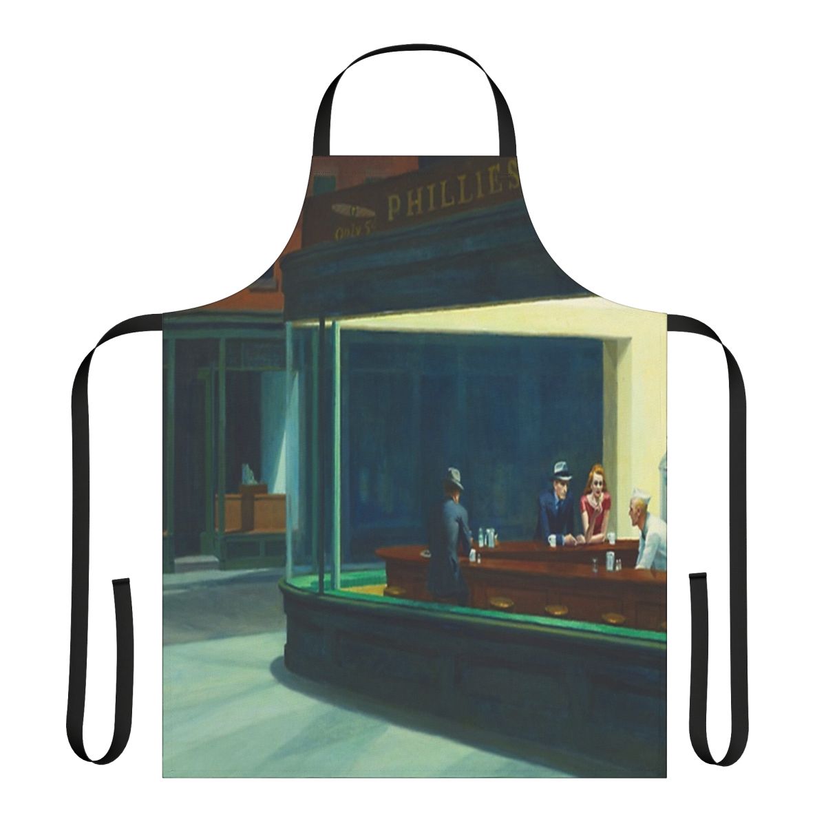 Apron featuring the iconic Edward Hopper painting "Nighthawks"
