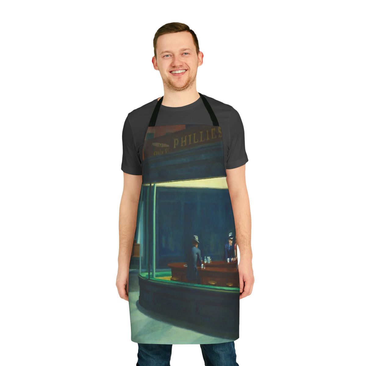 Apron featuring the iconic Edward Hopper painting "Nighthawks"