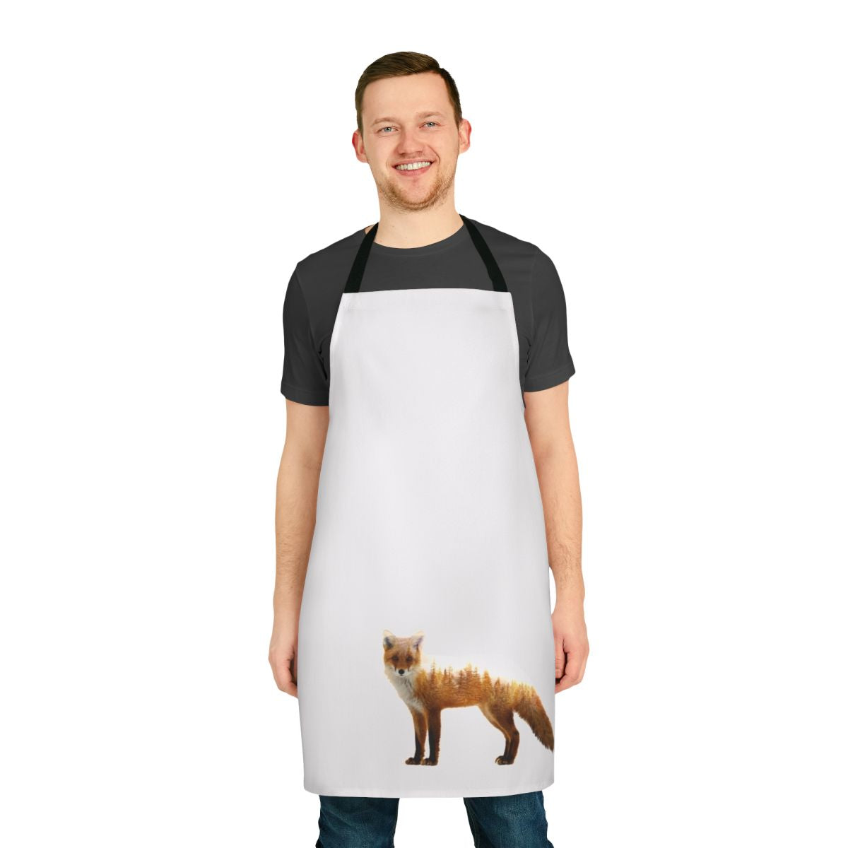 Forest fox with double exposure design printed on high-quality apron