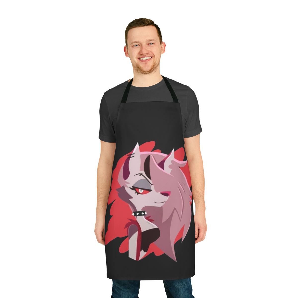 Helluva Boss Loona-themed apron with vibrant fan art design