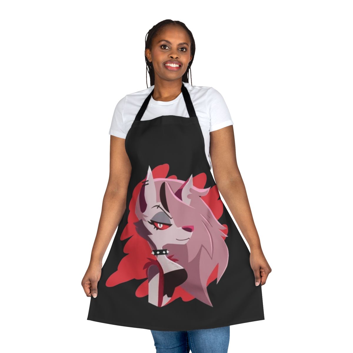 Helluva Boss Loona-themed apron with vibrant fan art design