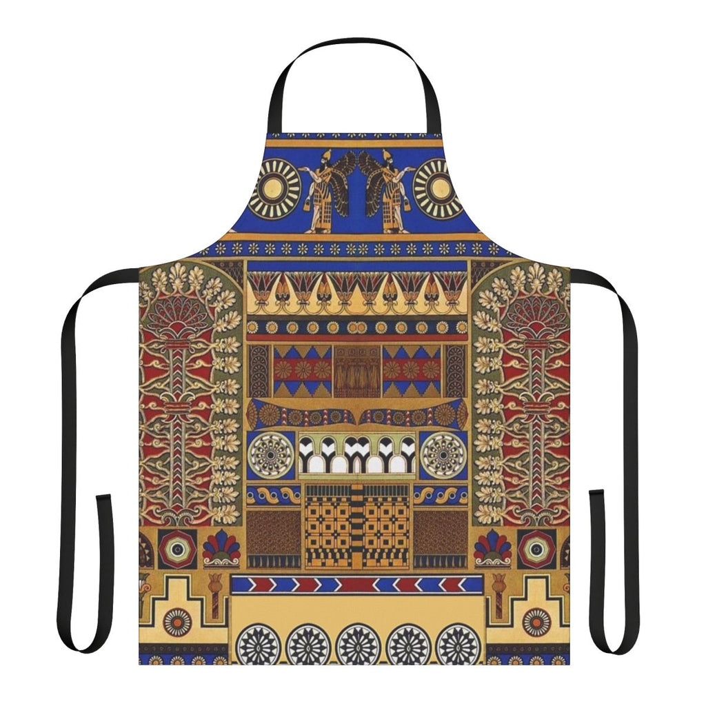 Stylish apron featuring ancient Assyrian art motifs and patterns