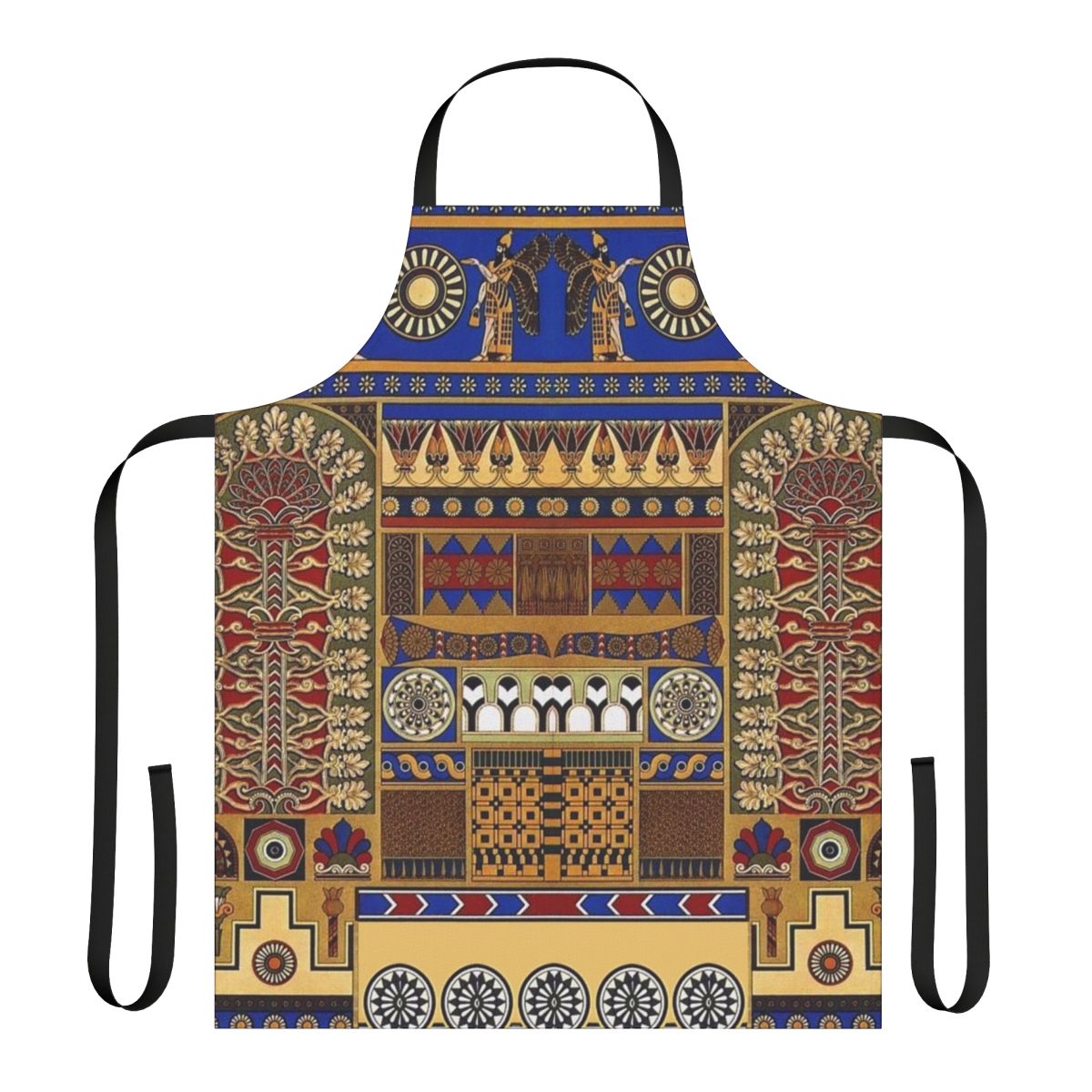 Stylish apron featuring ancient Assyrian art motifs and patterns