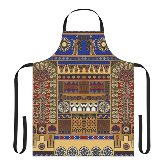 Stylish apron featuring ancient Assyrian art motifs and patterns