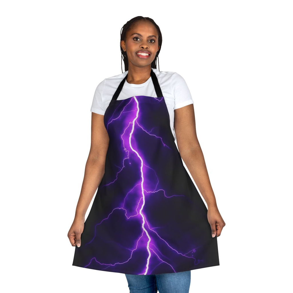 Purple thunder bolt design on a high-quality apron