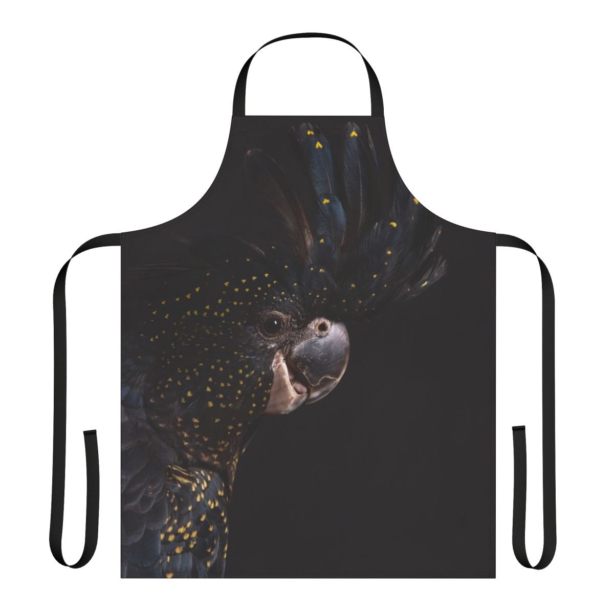 Red-tailed black cockatoo bird printed on a quality apron