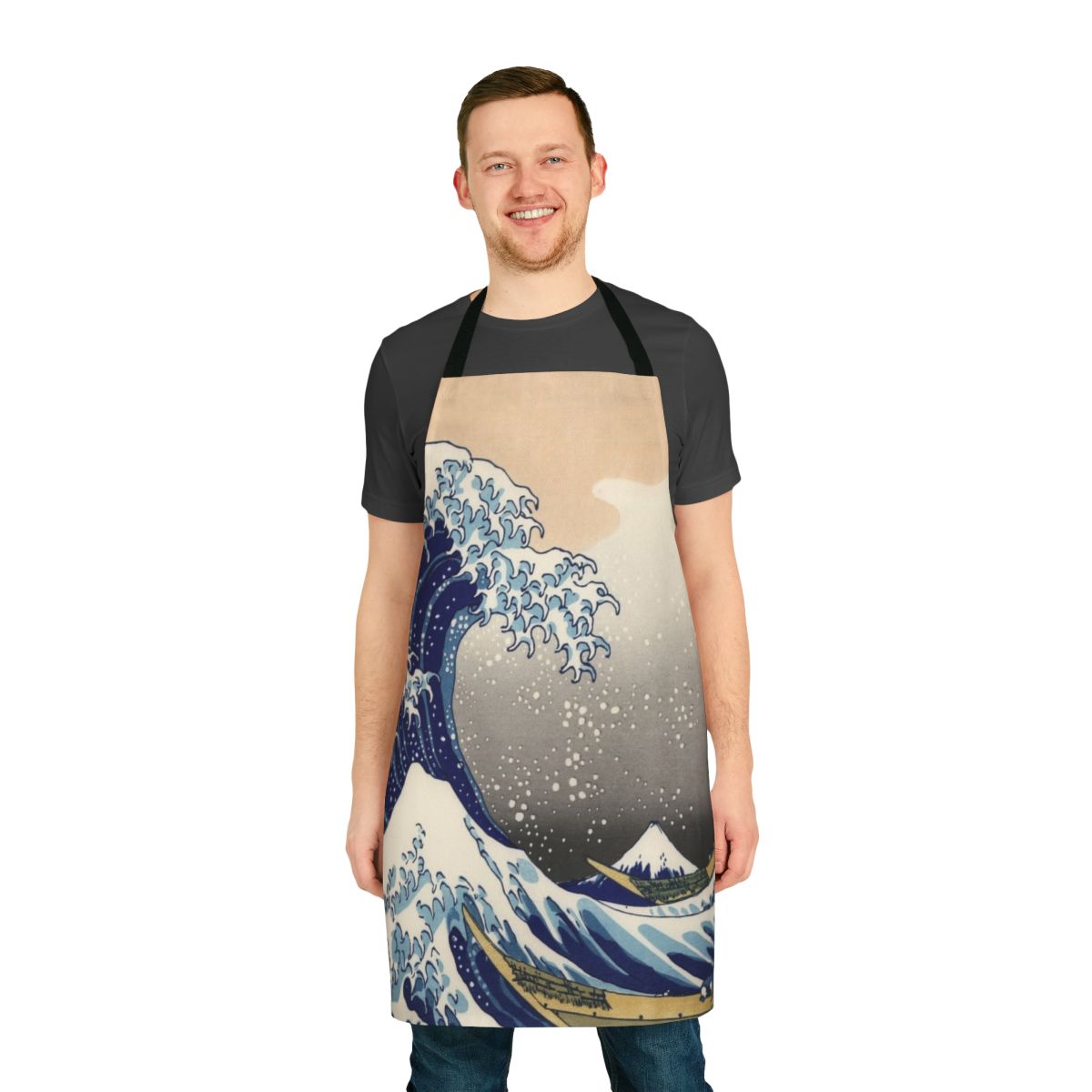 Vibrant and durable apron featuring the iconic Great Wave off Kanagawa design