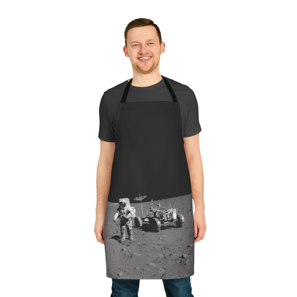 Vibrant space-inspired apron featuring planetary and nebula designs