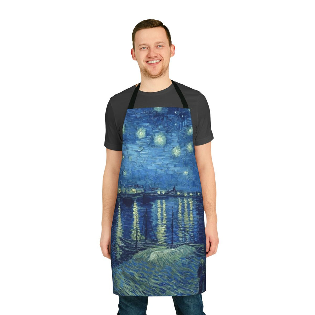 Apron featuring Starry Night over the Rhone by Vincent Van Gogh