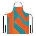 Teal and orange geometric abstract art design on an apron