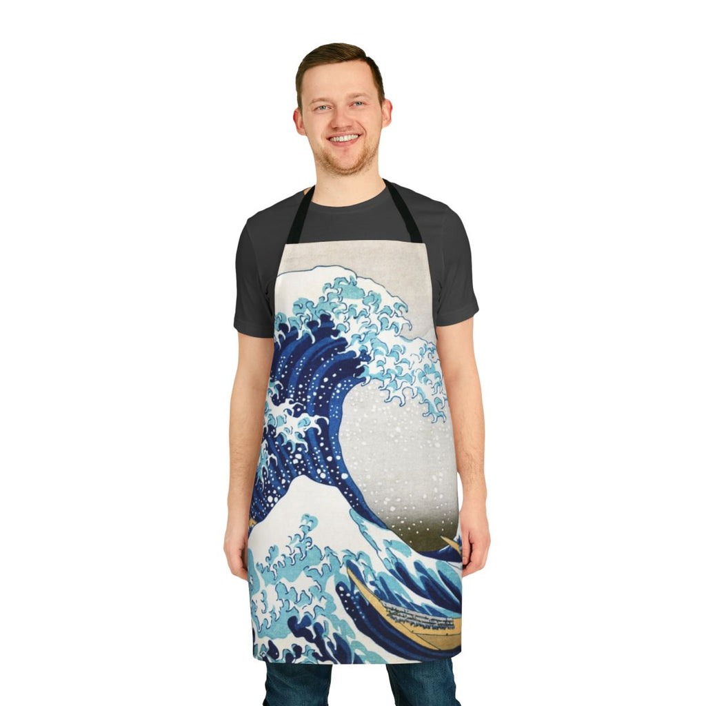 Apron featuring the iconic "The Great Wave off Kanagawa" Japanese artwork