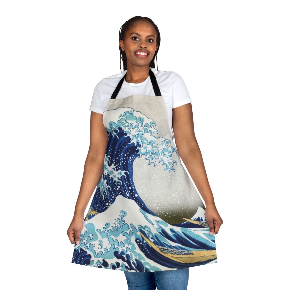 Apron featuring the iconic "The Great Wave off Kanagawa" Japanese artwork