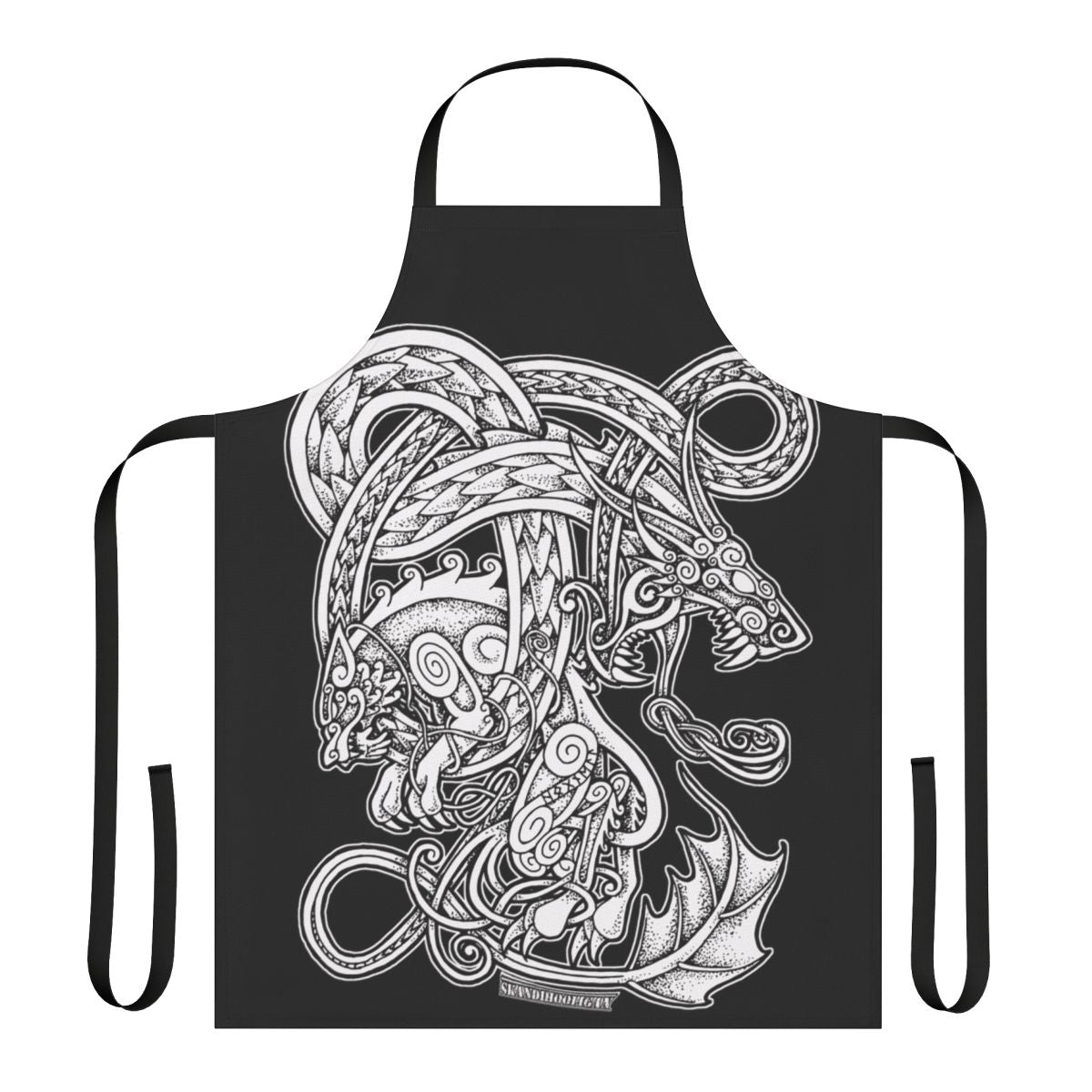 Apron featuring intricate Fenrir and Jormungandr designs in a Norse-inspired style