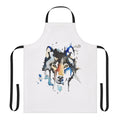Watercolor wolf illustration printed on a high-quality cotton apron