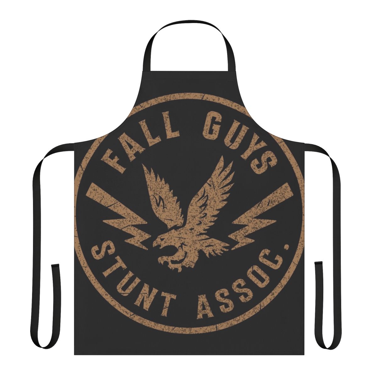 Stunt-themed apron featuring imagery and references to the 1980s TV show "The Fall Guy"