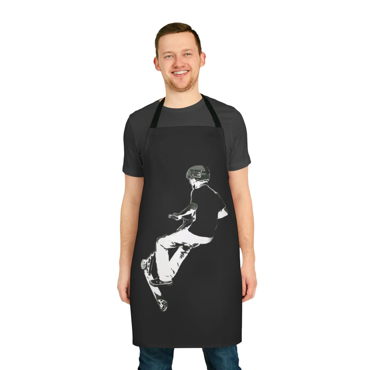 Apron with scooter stunt and trick design for outdoor sports and extreme activities