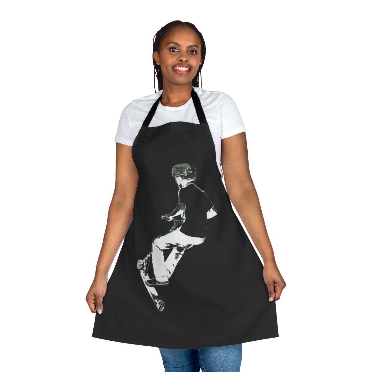 Apron with scooter stunt and trick design for outdoor sports and extreme activities