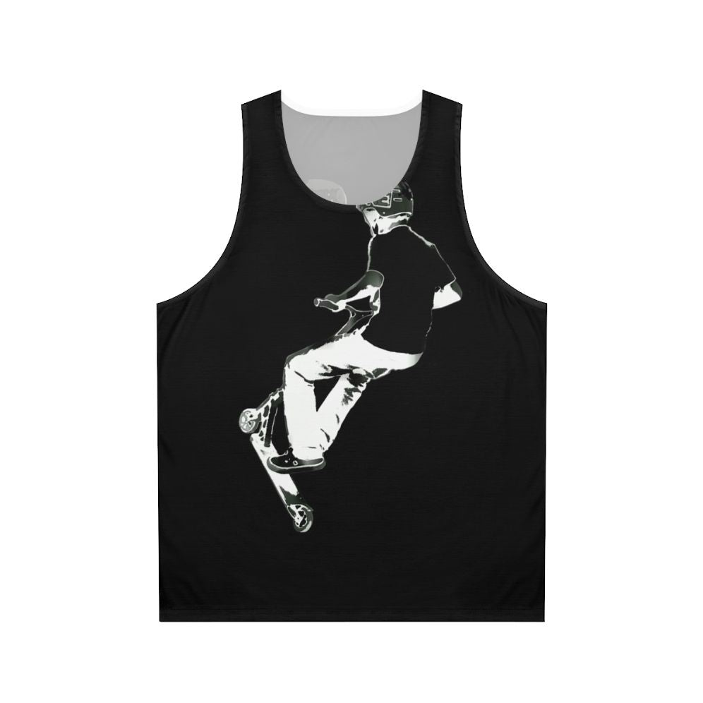 Unisex tank top featuring stunt scooter tricks
