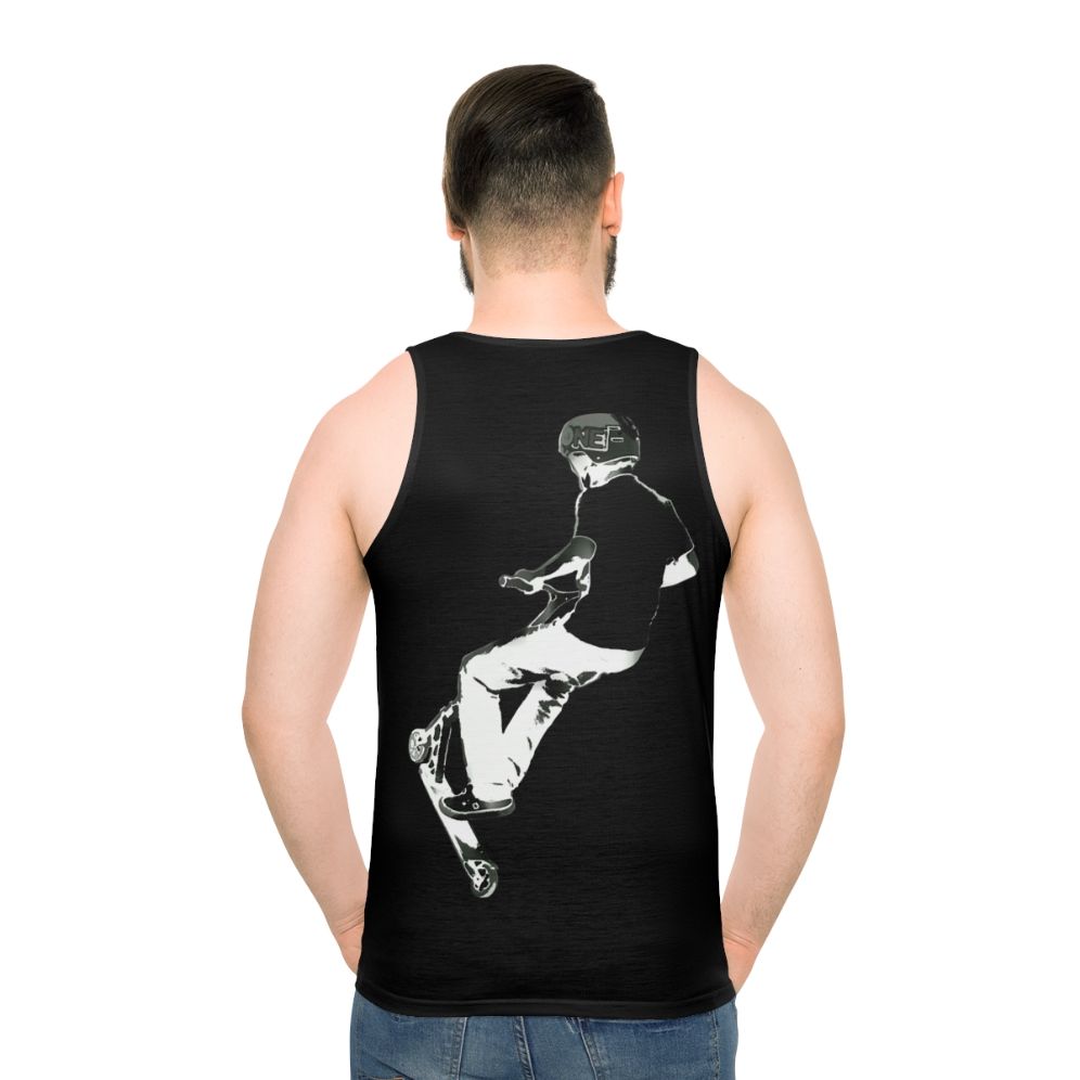 Unisex tank top featuring stunt scooter tricks