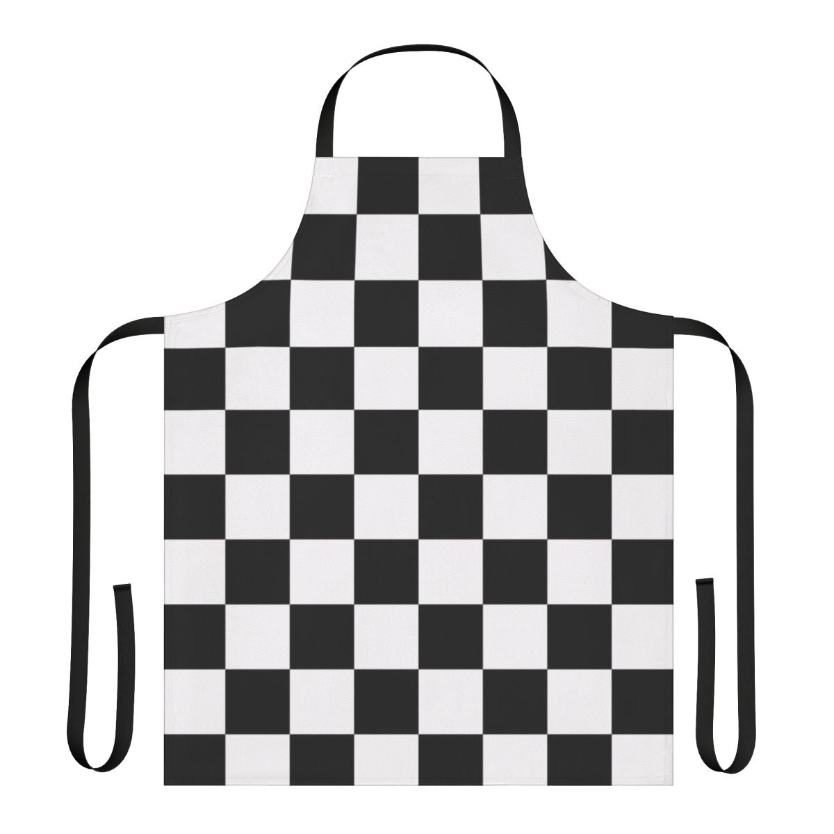 High-quality 10x10 checkerboard pattern apron in black and white for cooking, baking, and arts and crafts