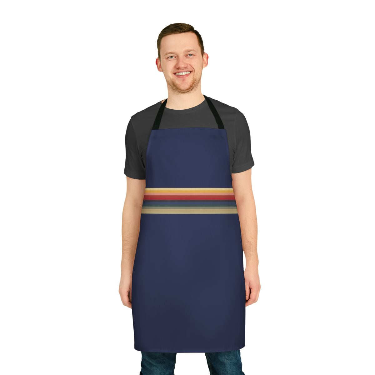Colorful apron with rainbow pattern, inspired by the 13th Doctor from the TV series Doctor Who