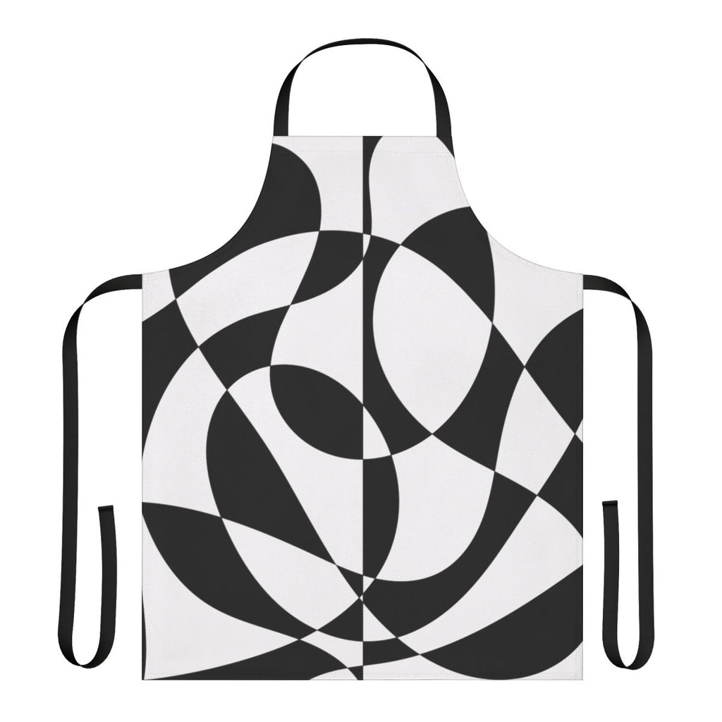 Vintage-inspired 1960s abstract black and white apron