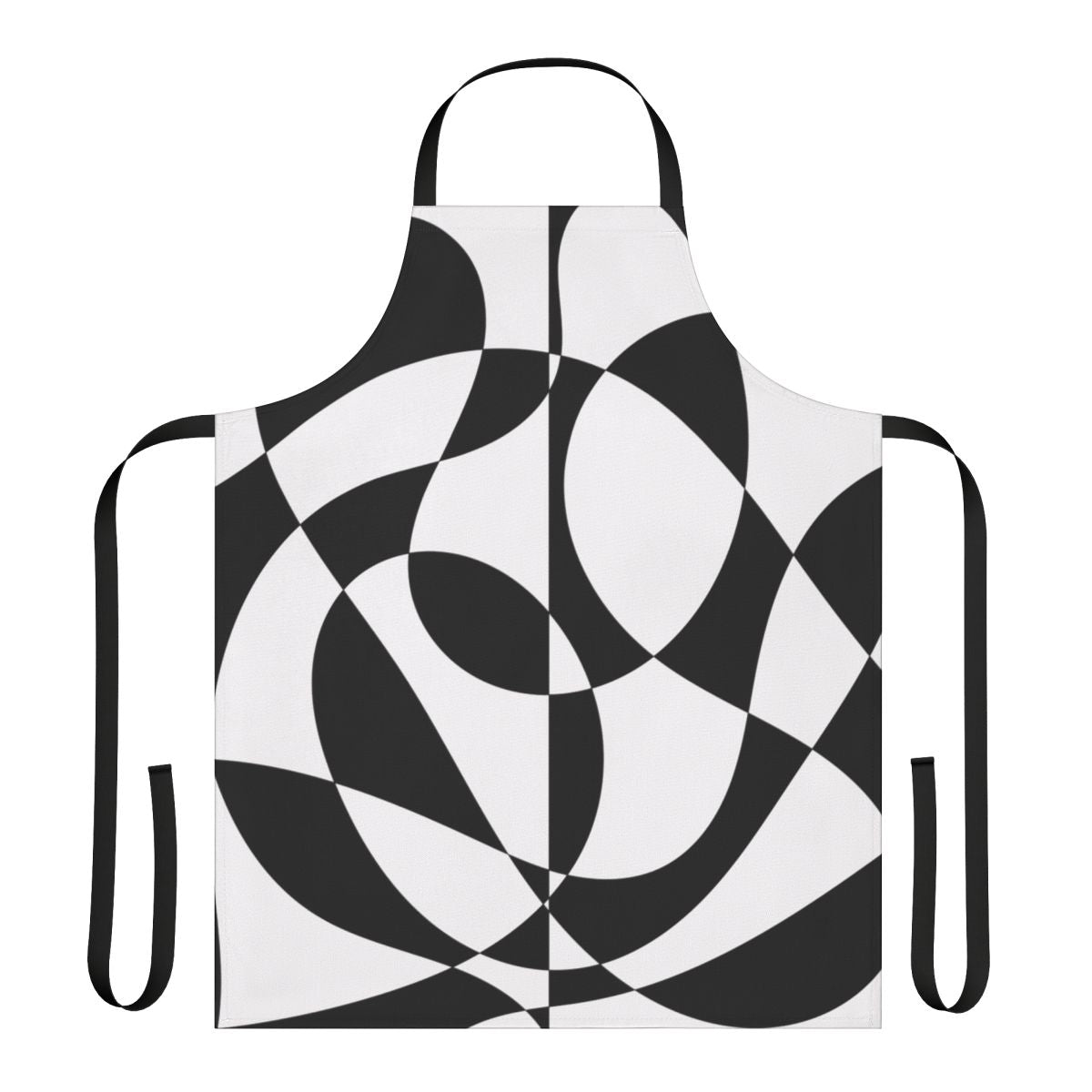 Vintage-inspired 1960s abstract black and white apron