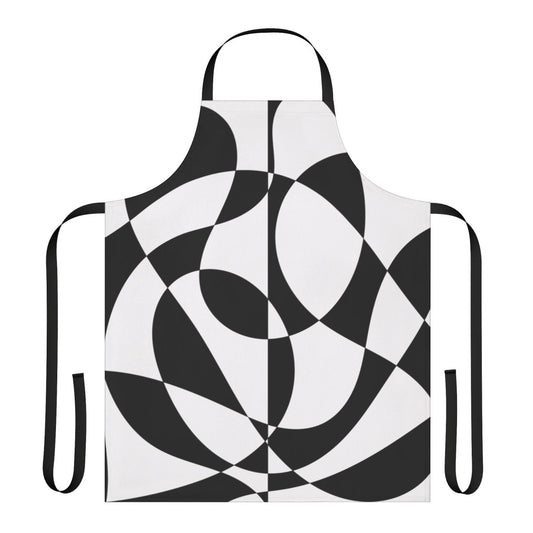Vintage-inspired 1960s abstract black and white apron