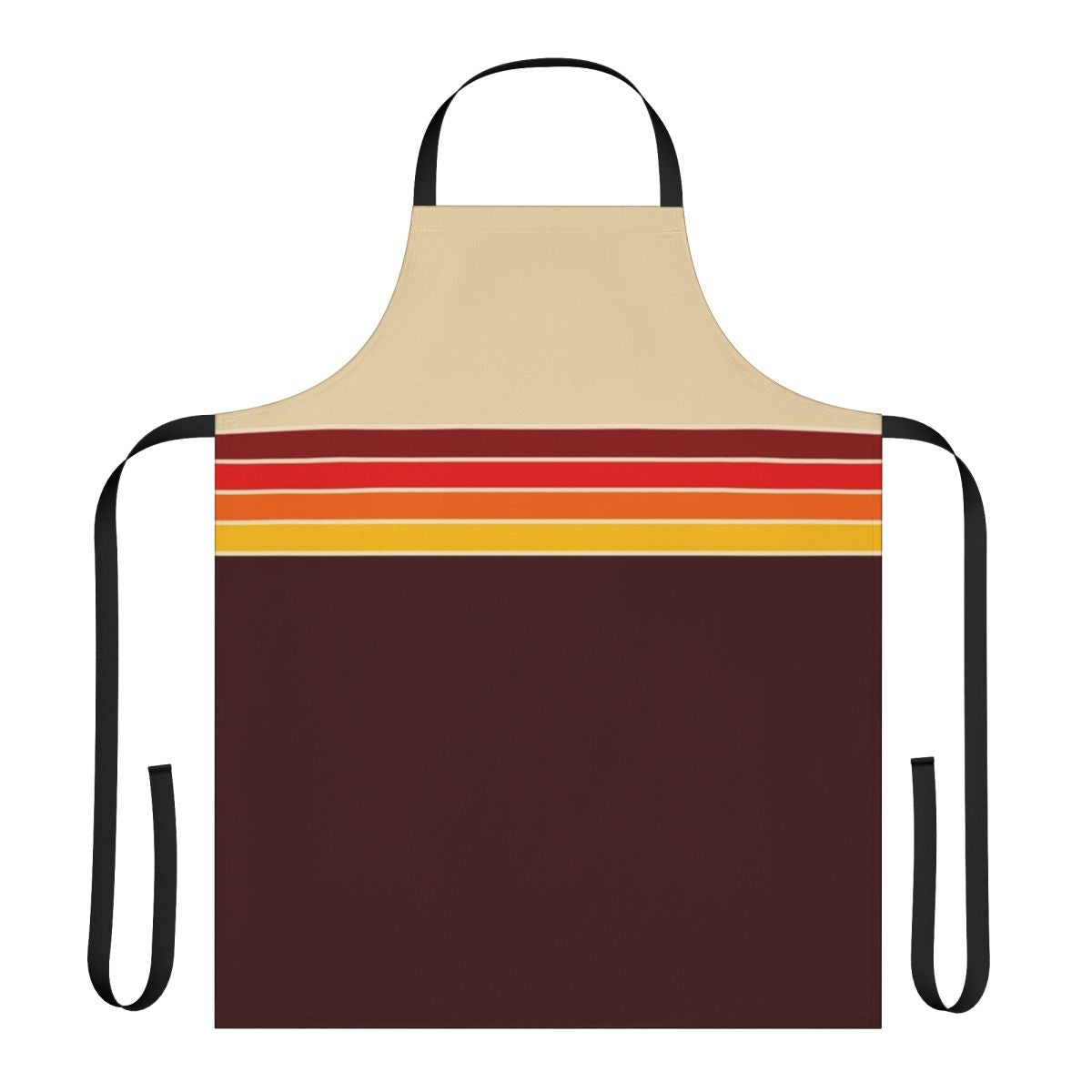 Vibrant 1970s-inspired retro striped apron with a minimalist abstract pattern design
