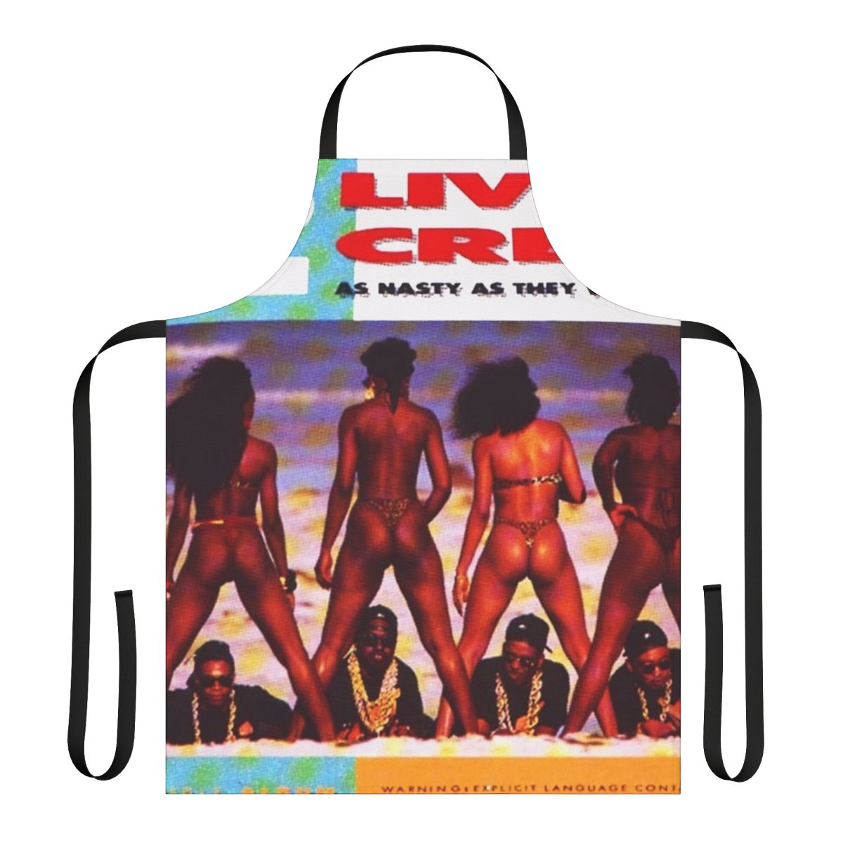 2 Live Crew themed apron with bold graphic design