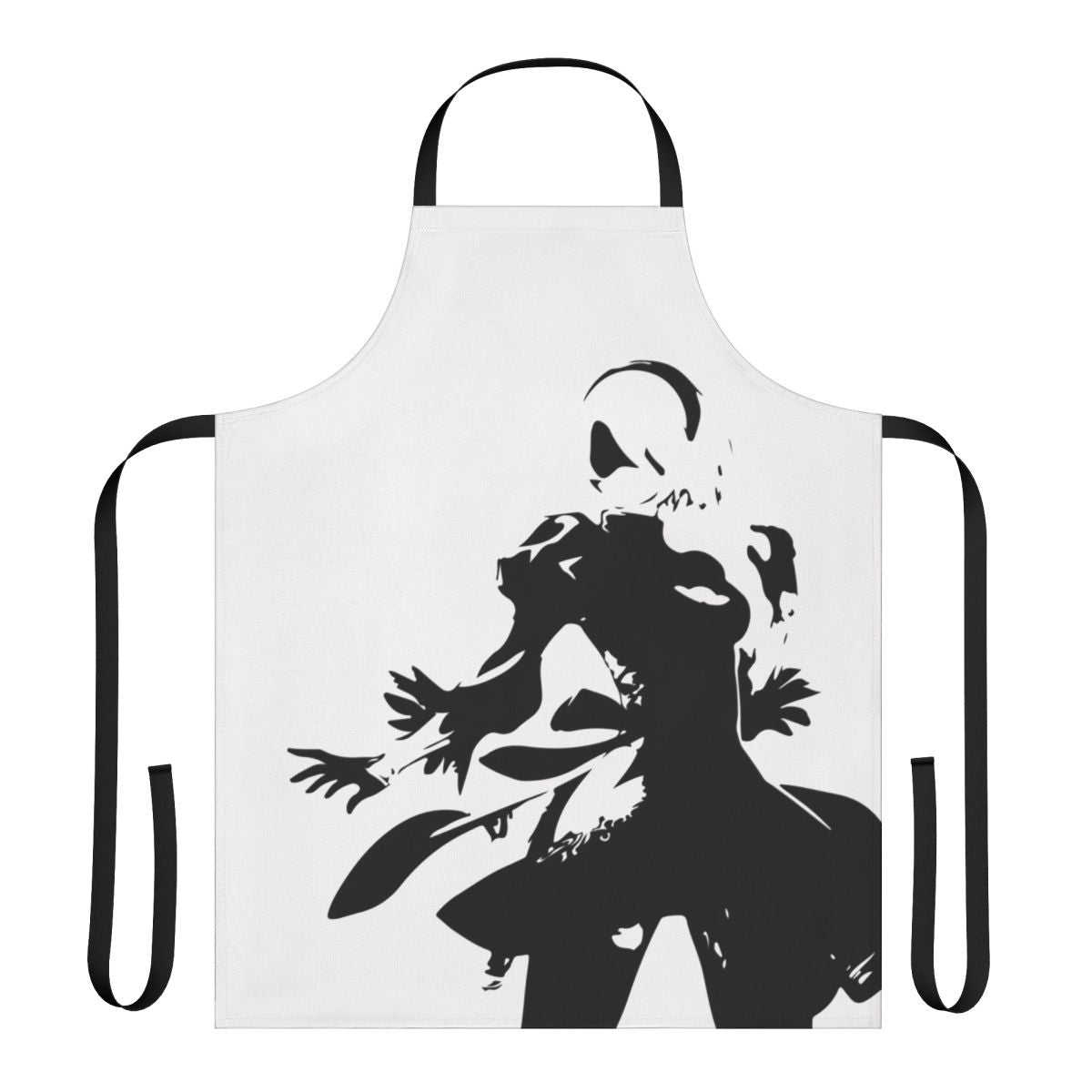 2B silhouette design apron, featuring characters from the Nier Automata video game