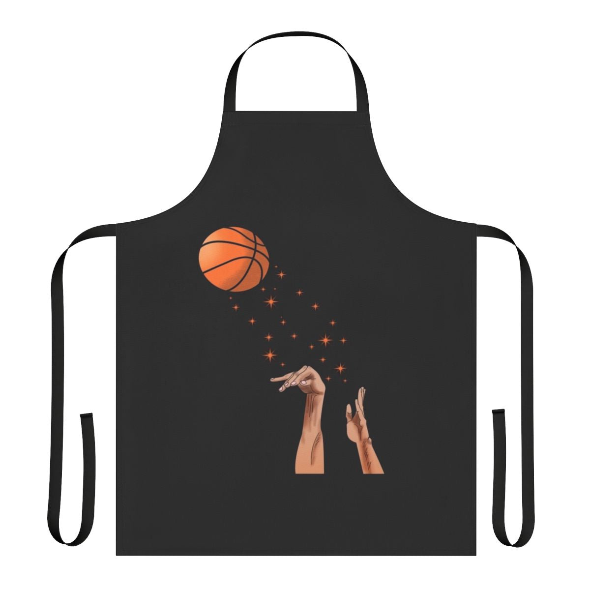 Person wearing a basketball-themed 3-point apron