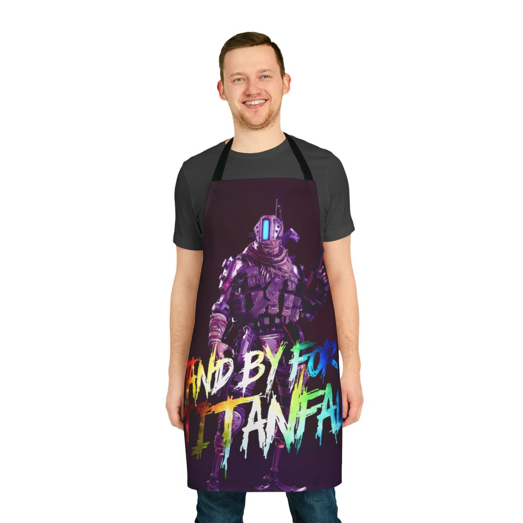 Illustration of a stylish 4K apron featuring a holo pilot design, suitable for music lovers and gamers.