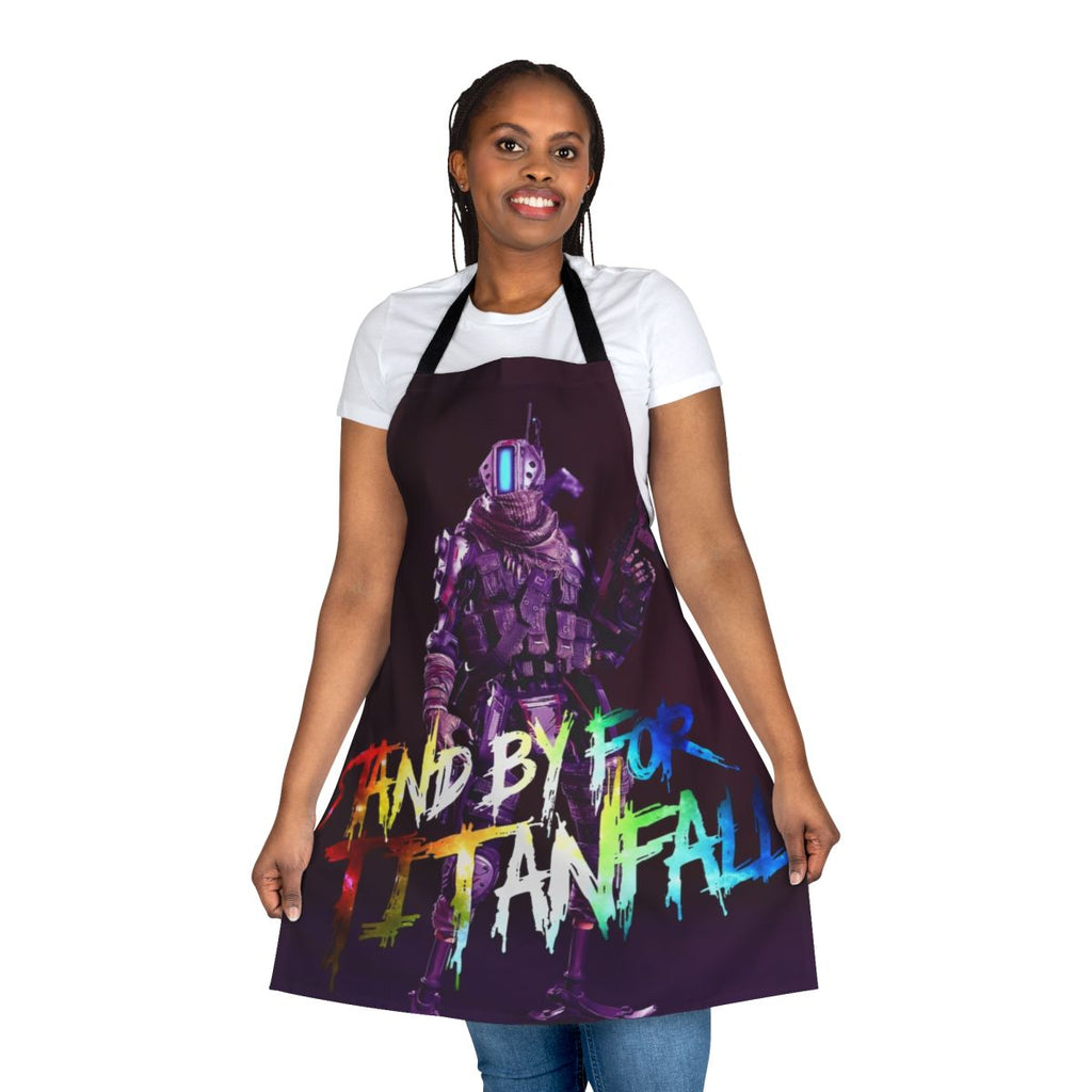 Illustration of a stylish 4K apron featuring a holo pilot design, suitable for music lovers and gamers.