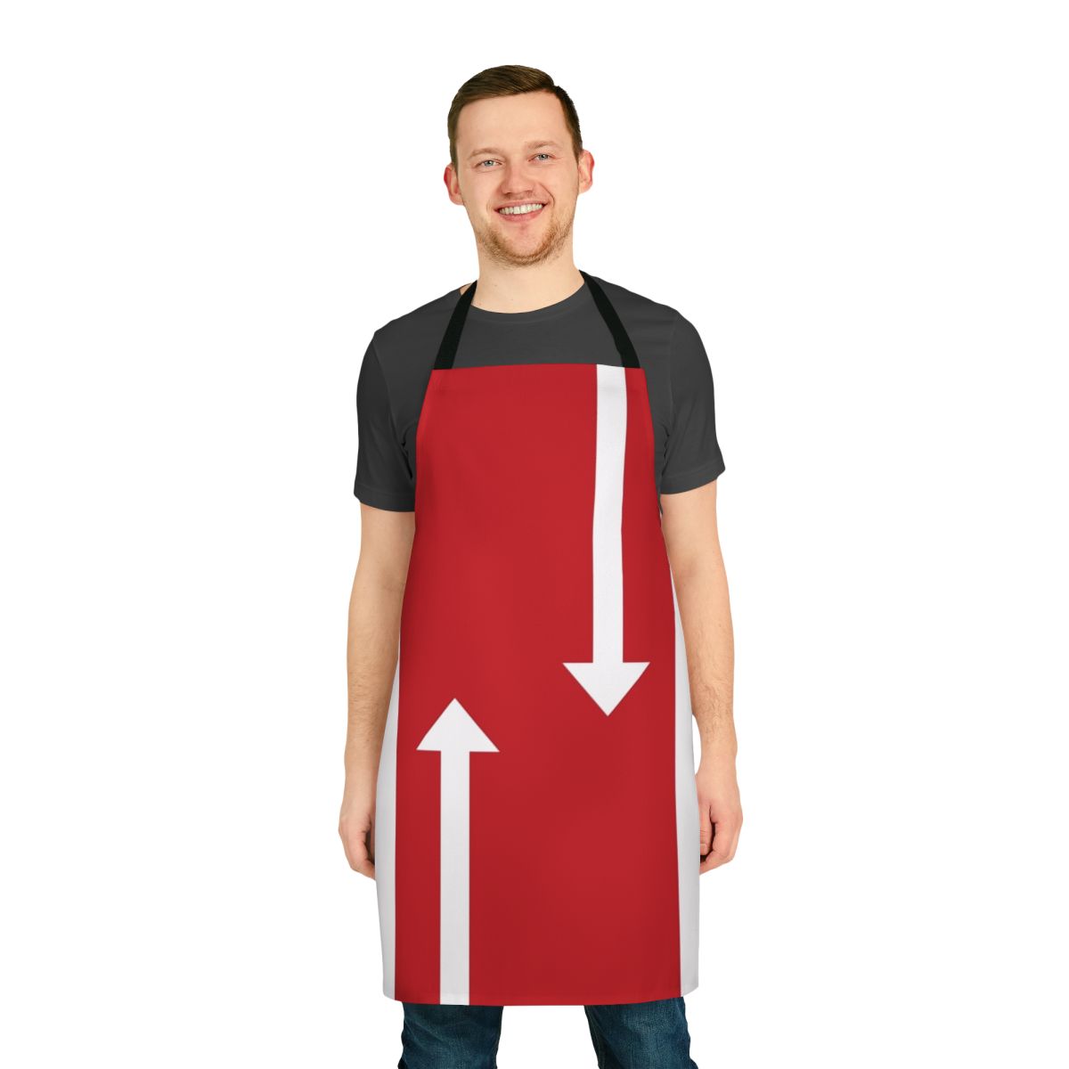 Stylish 60s mod-inspired apron with a retro geometric pattern