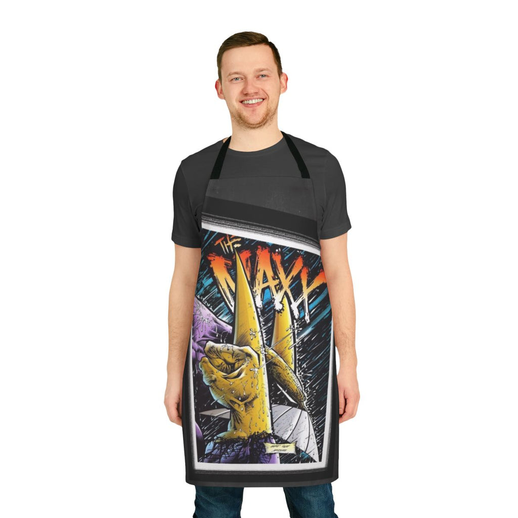 Maxx-inspired apron with 90s pop culture graphics