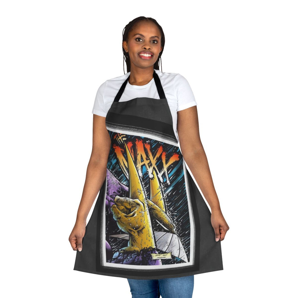 Maxx-inspired apron with 90s pop culture graphics