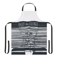 Minimalist black and white apron design with abstract sketch and Depeche Mode inspired text