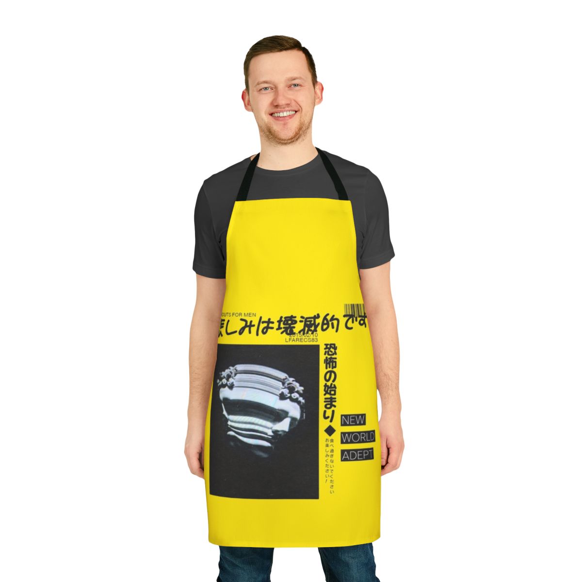 Stylish abstract art apron with vaporwave style design for men