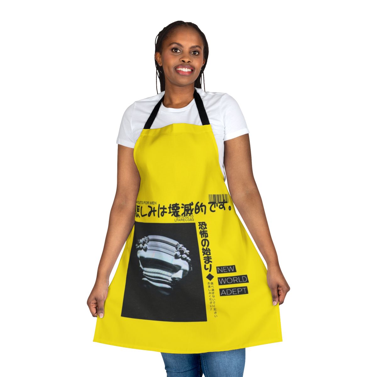 Stylish abstract art apron with vaporwave style design for men