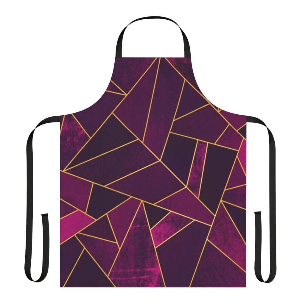 Abstract geometric design apron in shades of purple and gold