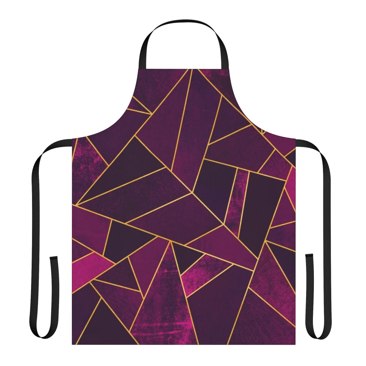 Abstract geometric design apron in shades of purple and gold