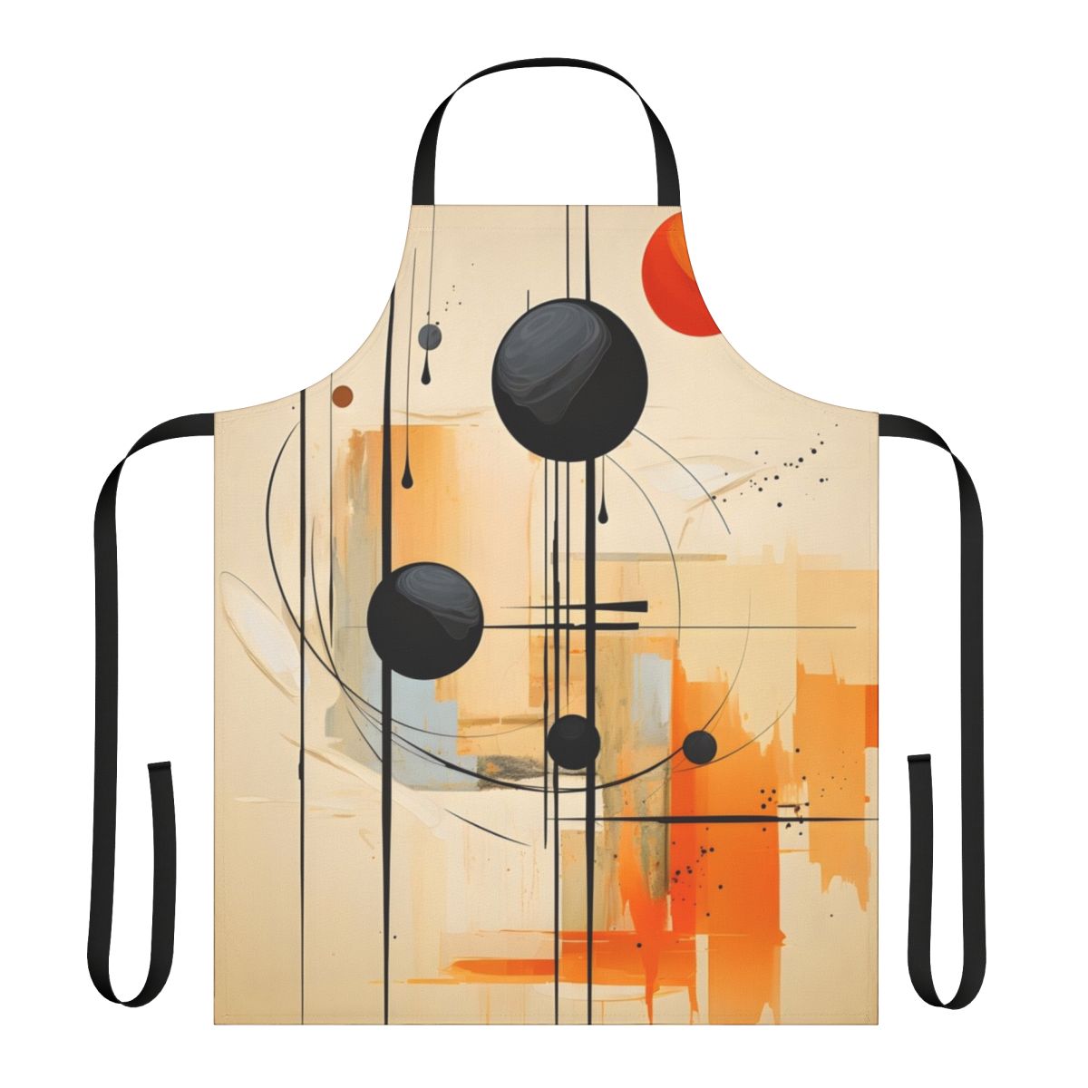 Autumn abstract neutral-colored apron with geometric patterns