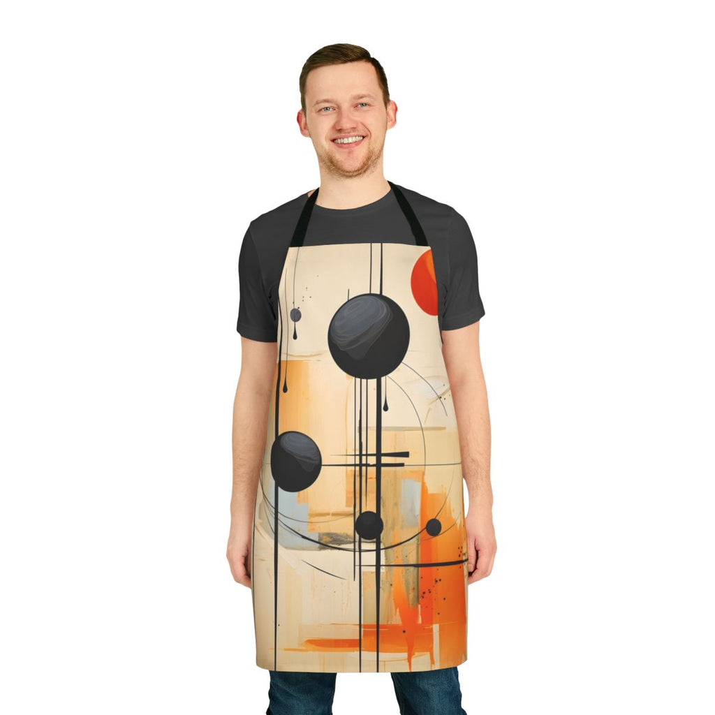Autumn abstract neutral-colored apron with geometric patterns