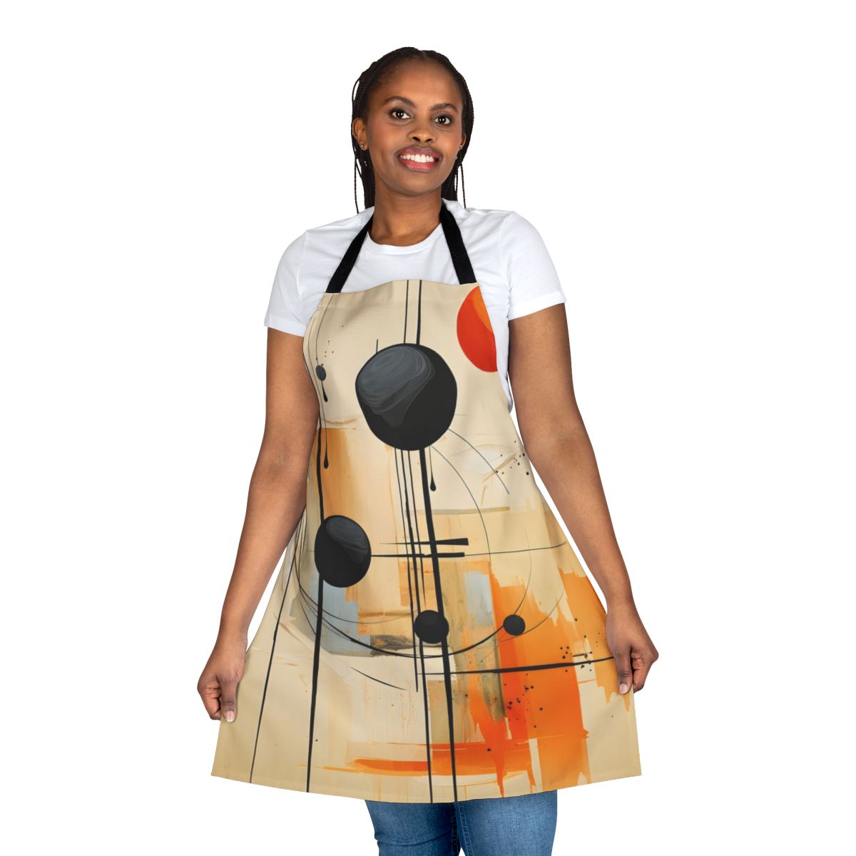 Autumn abstract neutral-colored apron with geometric patterns