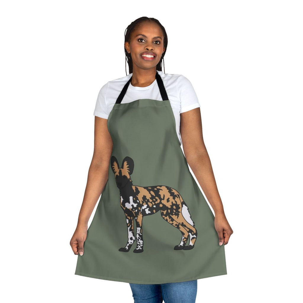 An apron featuring the striking and beautiful African Painted Dog, a unique canid species found in the savannas of Africa.